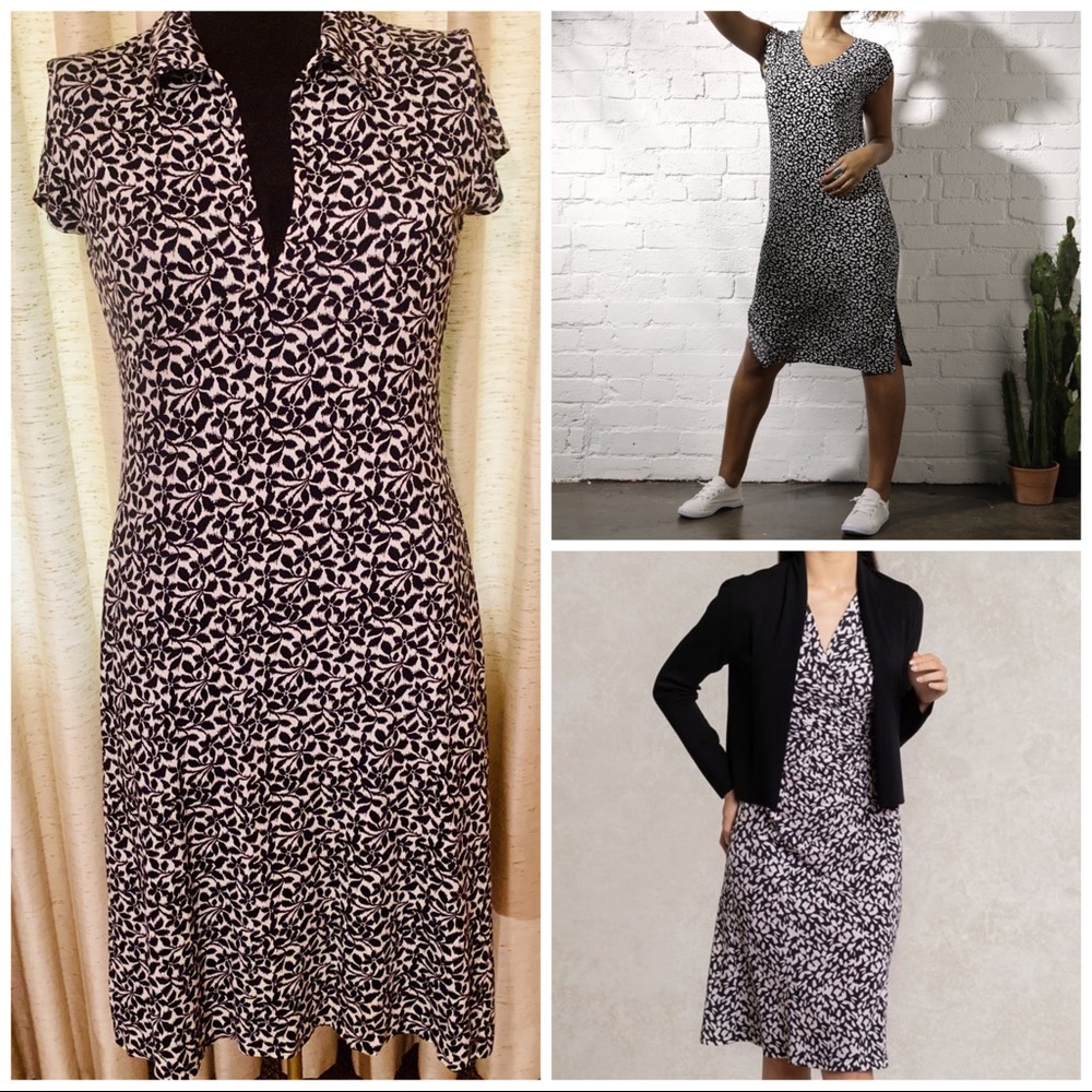 Banana Republic Black & White VNeck Midi Dress SzM
